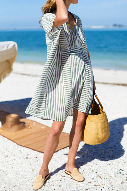 Striped Short Sleeve Mini Dress