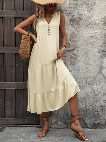 Button Notched Dress