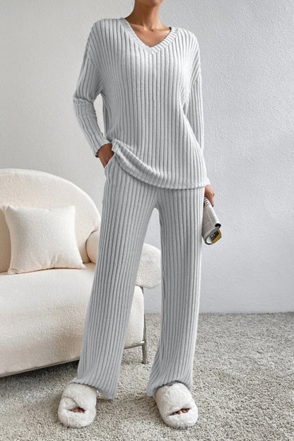 V-Neck Top and Pants Set