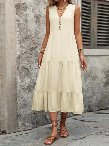 Button Notched Dress