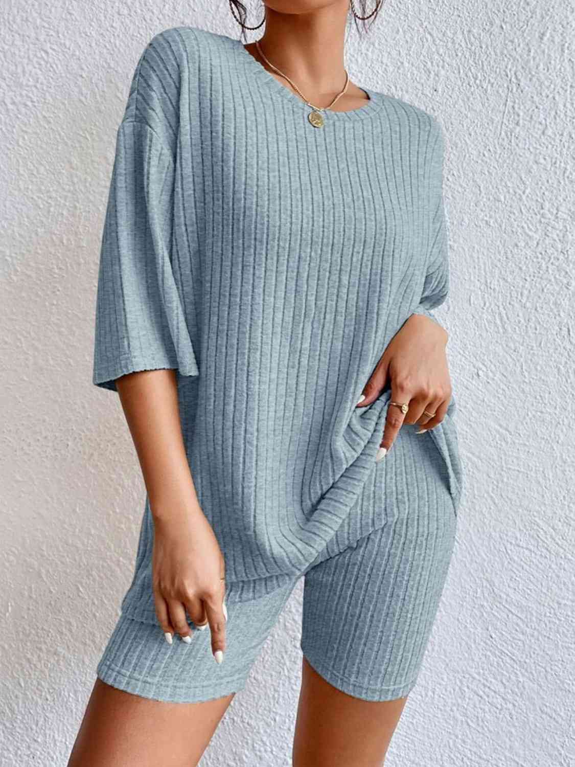 Round Neck Top and Shorts Set