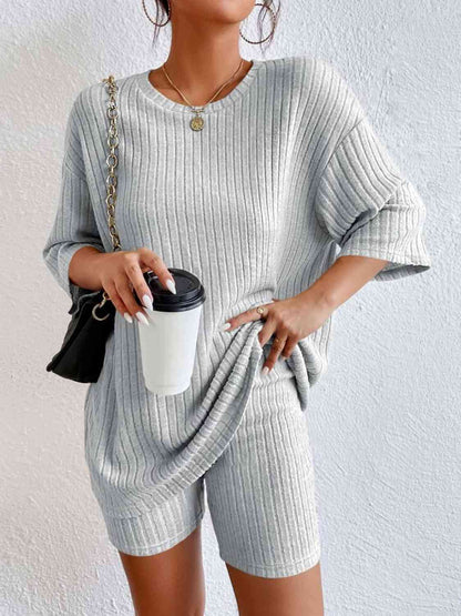 Round Neck Top and Shorts Set