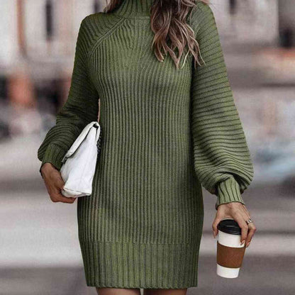 Lantern Sleeve Sweater Dress