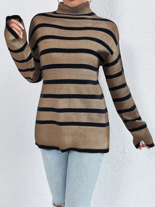 Striped Turtleneck Sweater