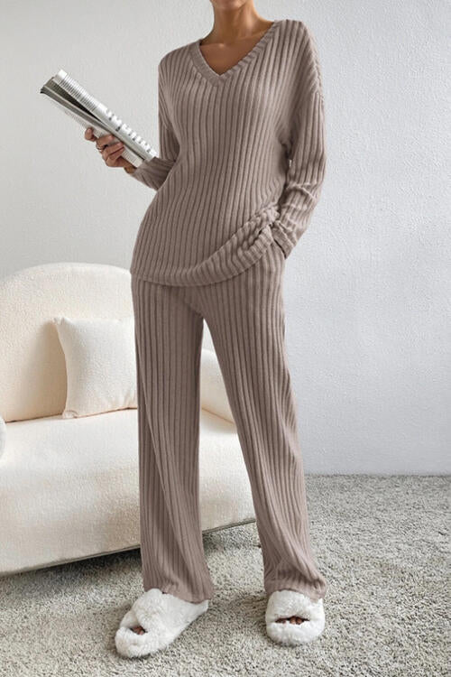 V-Neck Top and Pants Set
