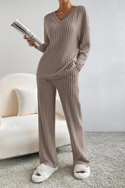 V-Neck Top and Pants Set