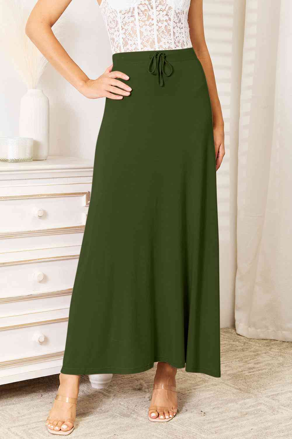 Drawstring Maxi Skirt