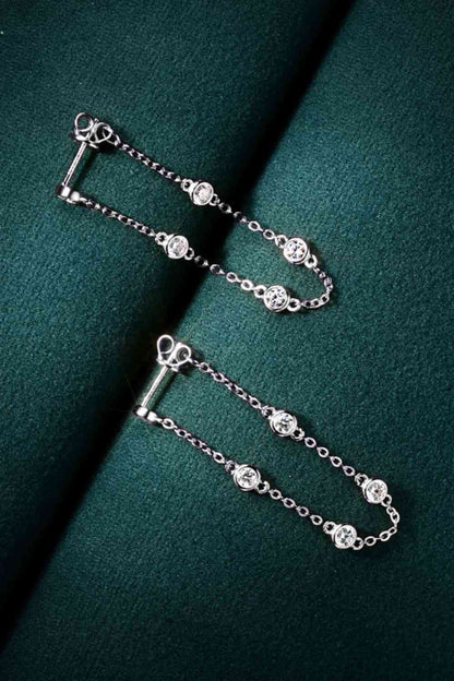 1 Carat Moissanite 925 Chain Earrings Chain Earrings