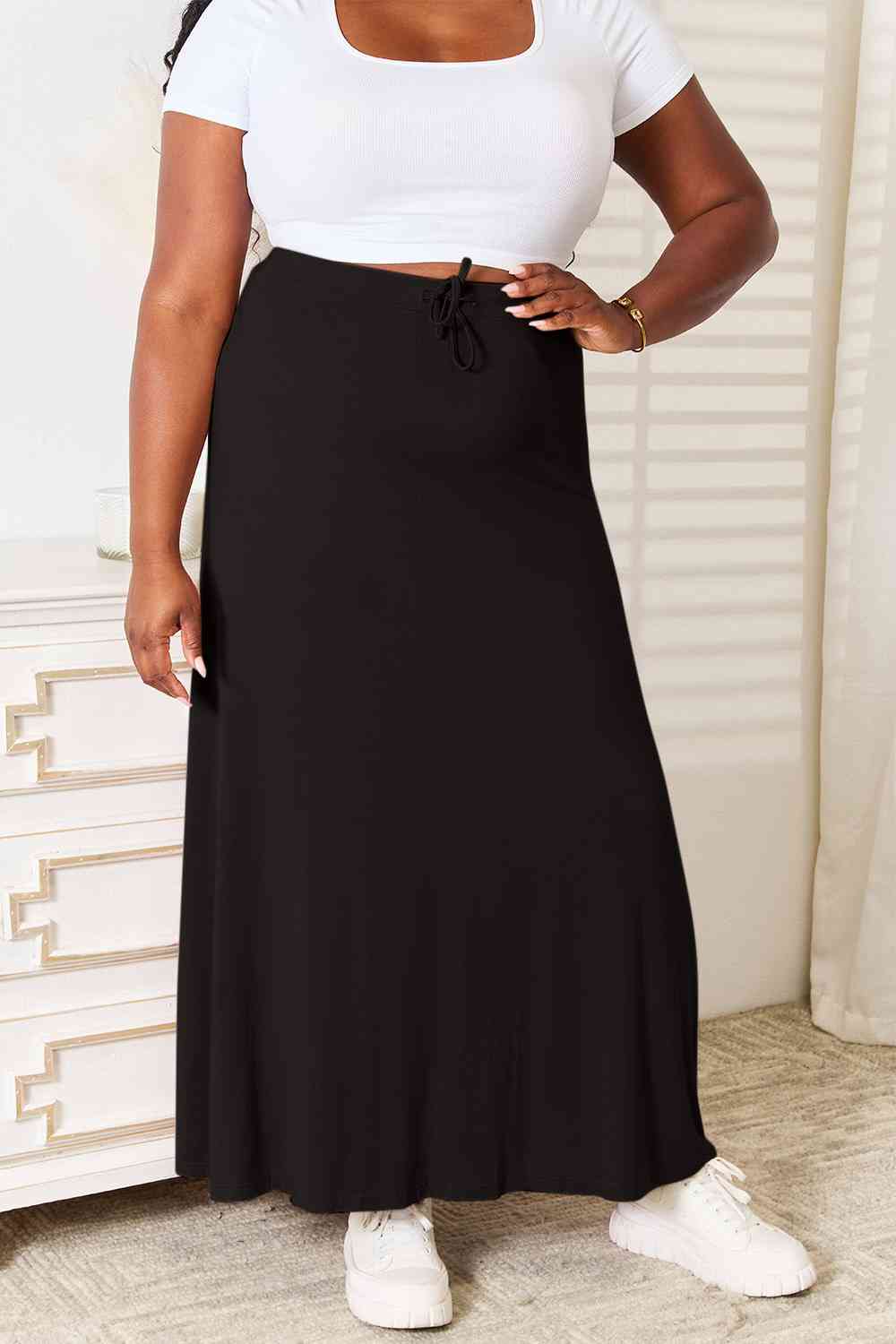 Drawstring Maxi Skirt