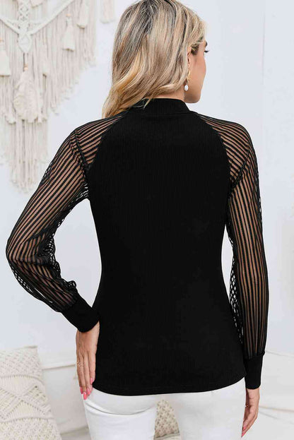 Semi-Sheer Sleeve Blouse