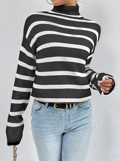 Striped Turtleneck Sweater