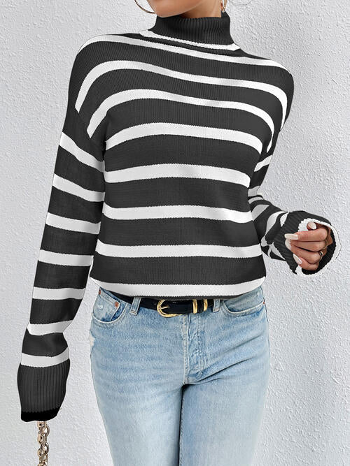 Striped Turtleneck Sweater