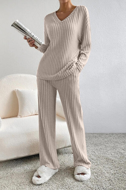 V-Neck Top and Pants Set