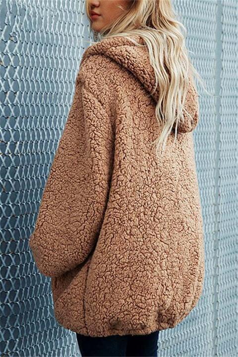 Half Zip Up Teddy Hoodie