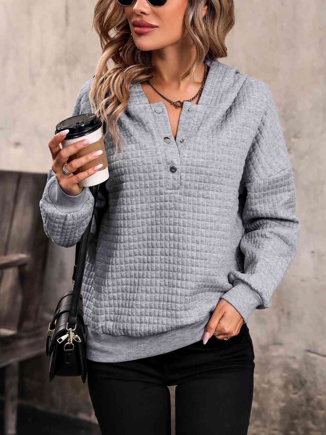 Waffle-Knit Hoodie