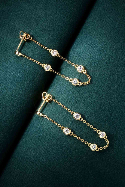 1 Carat Moissanite 925 Chain Earrings Chain Earrings