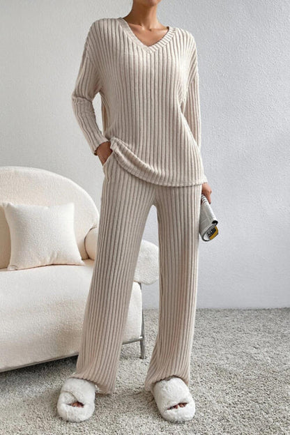 V-Neck Top and Pants Set