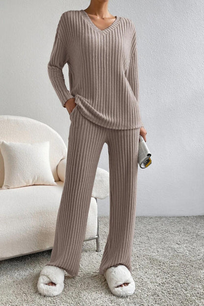 V-Neck Top and Pants Set