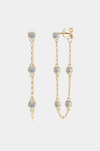 1 Carat Moissanite 925 Chain Earrings Chain Earrings