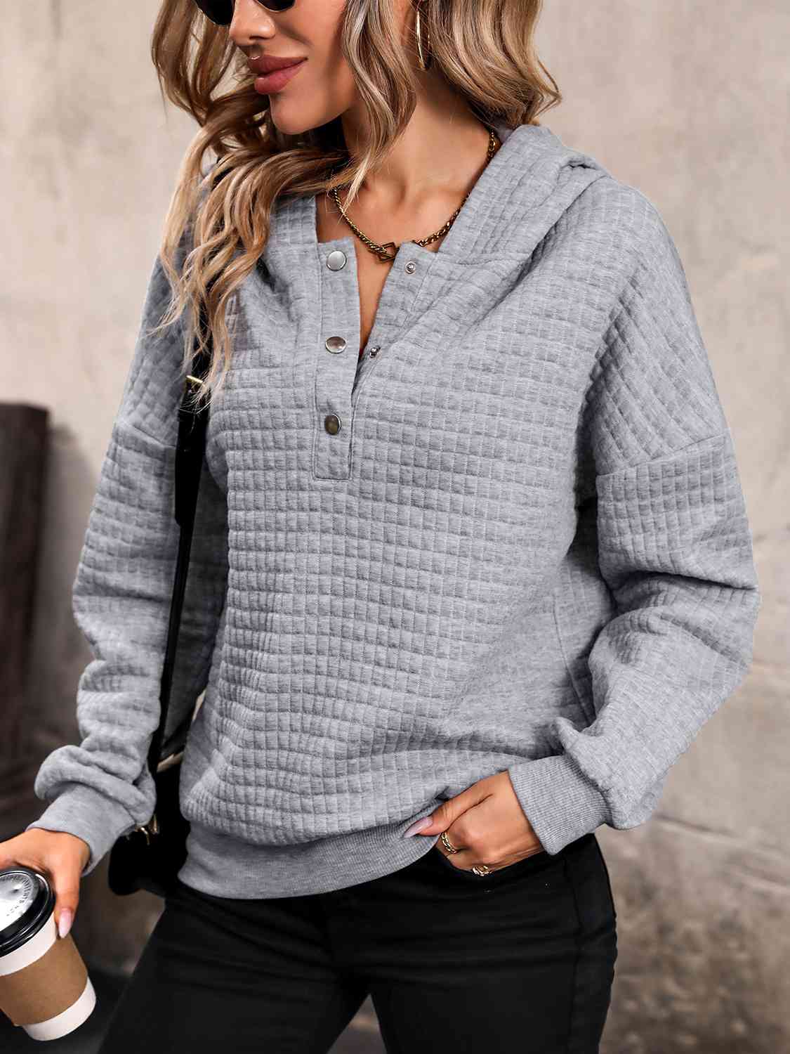 Waffle-Knit Hoodie