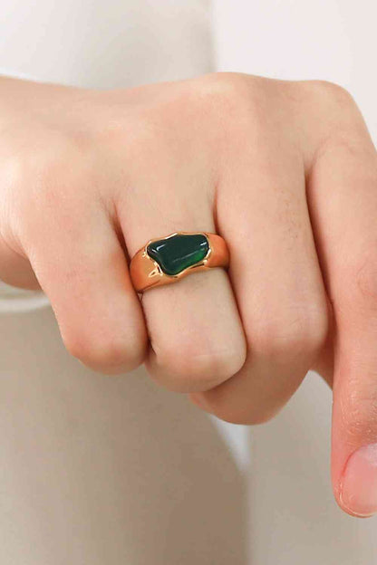 Natural Stone Stainless Steel Ring