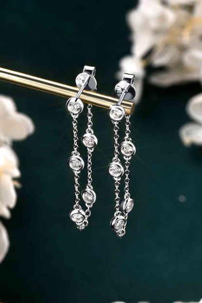 1 Carat Moissanite 925 Chain Earrings Chain Earrings