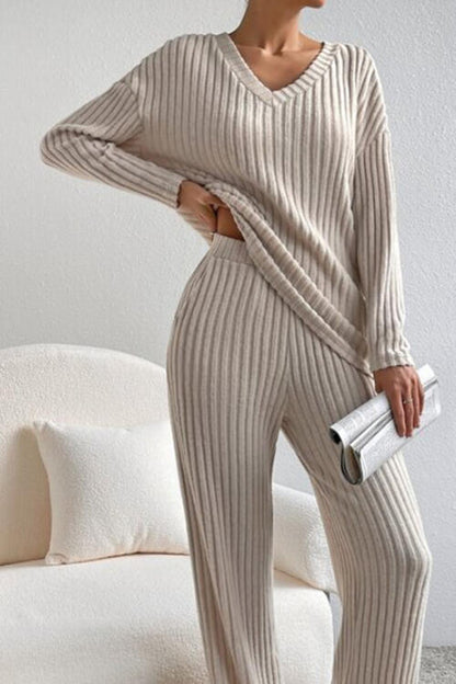 V-Neck Top and Pants Set
