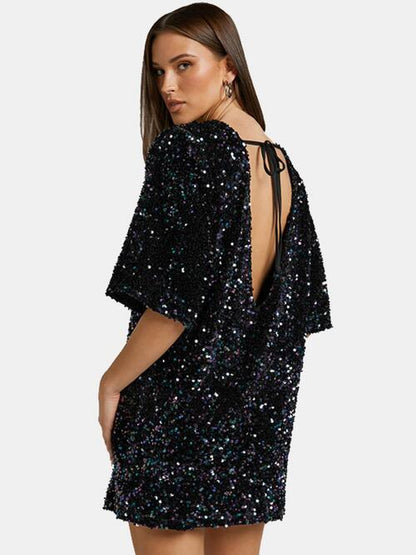 Sequin Tie Back Dress