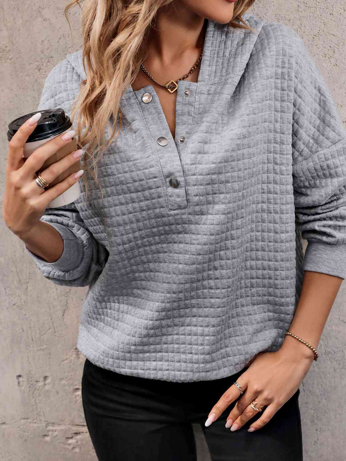 Waffle-Knit Hoodie