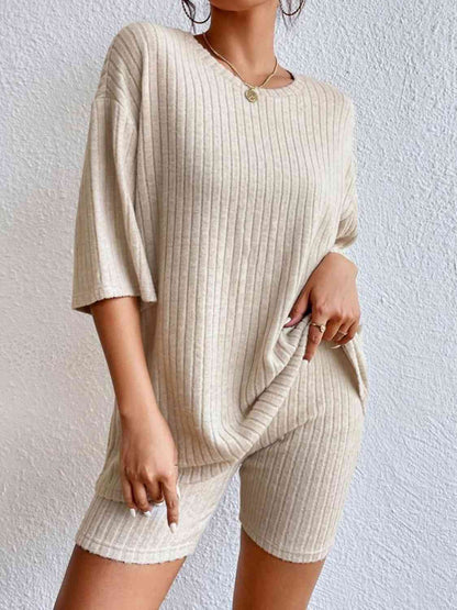 Round Neck Top and Shorts Set