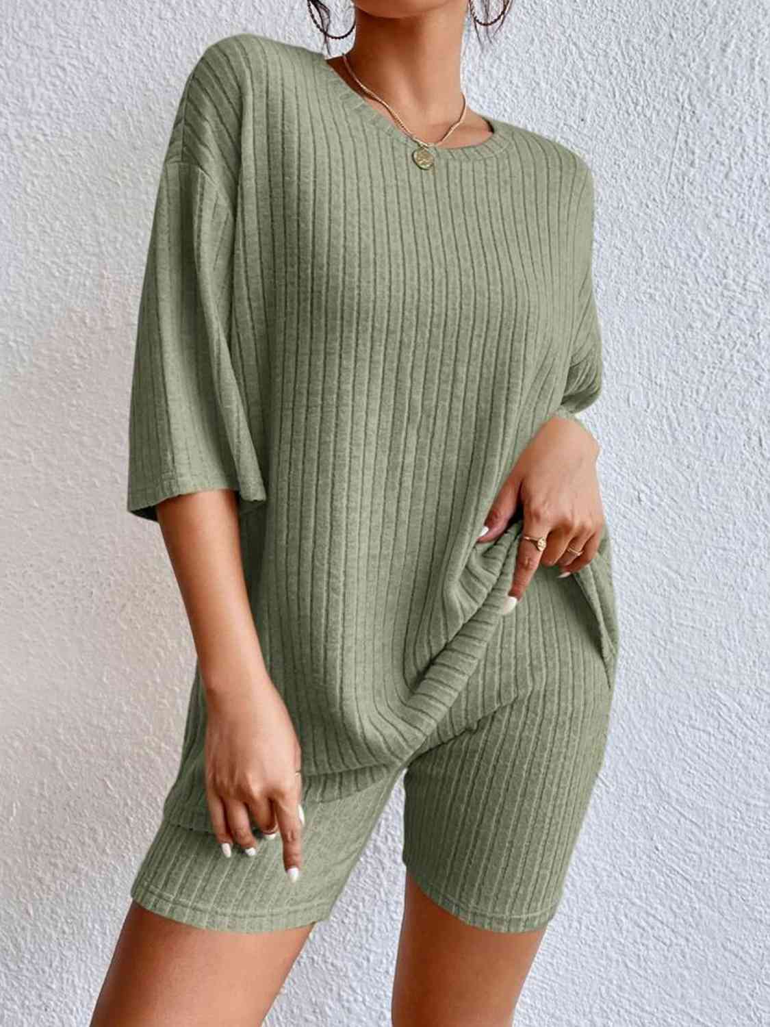 Round Neck Top and Shorts Set