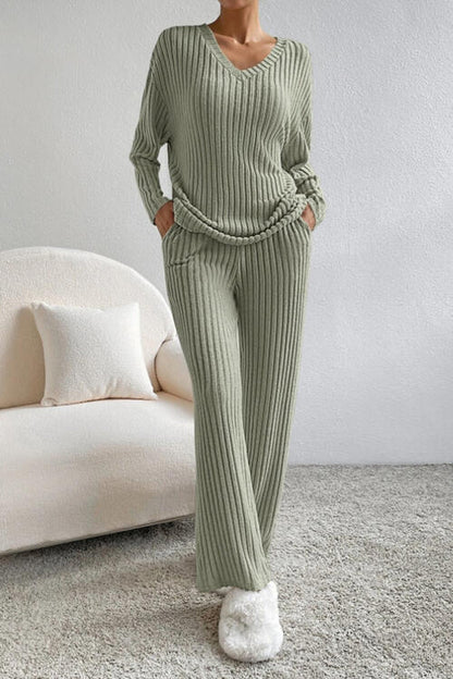 V-Neck Top and Pants Set