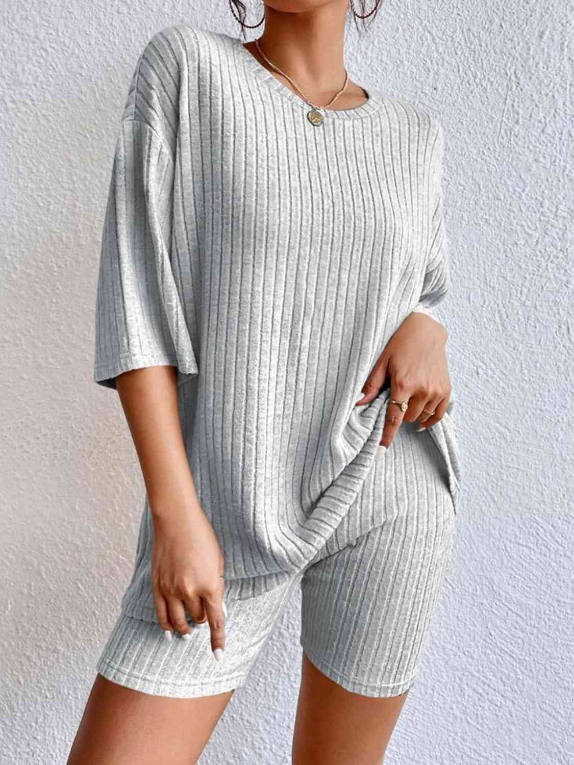 Round Neck Top and Shorts Set