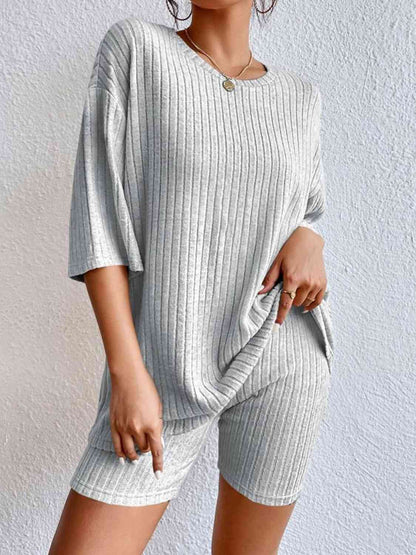 Round Neck Top and Shorts Set