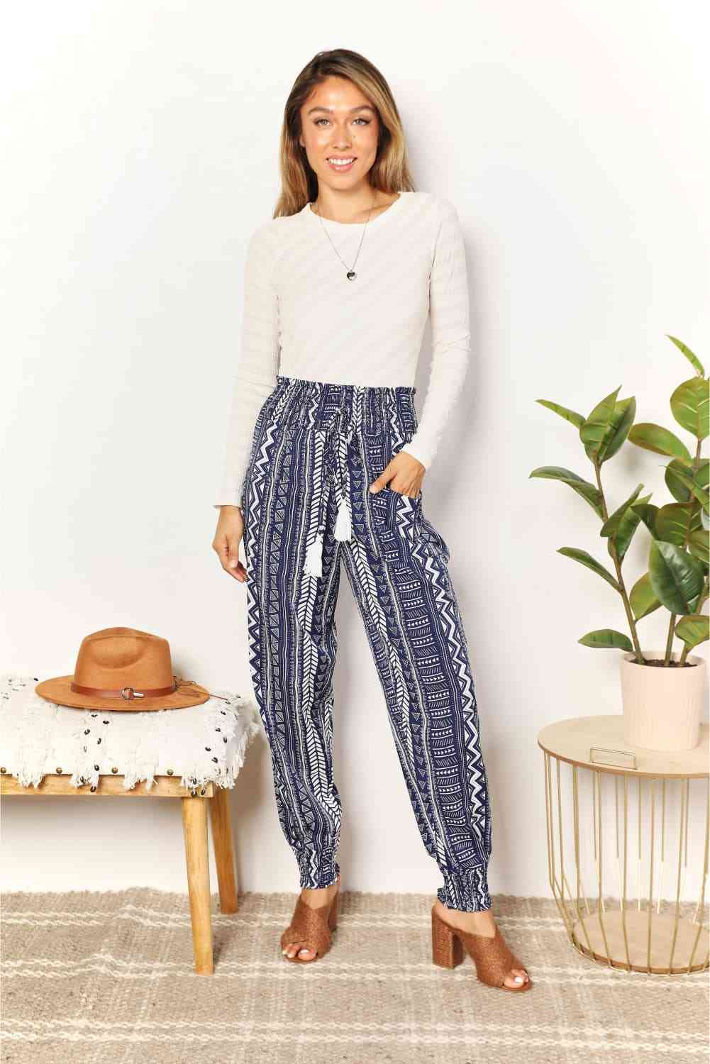 Geometric High-Rise Pants
