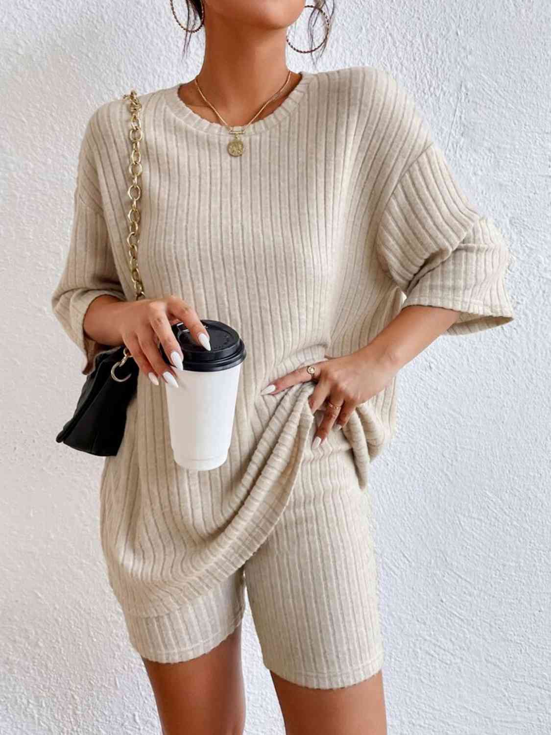 Round Neck Top and Shorts Set