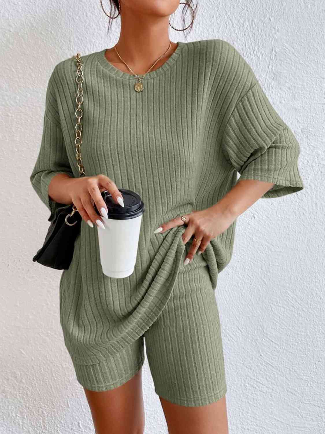 Round Neck Top and Shorts Set