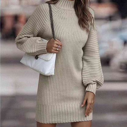 Lantern Sleeve Sweater Dress