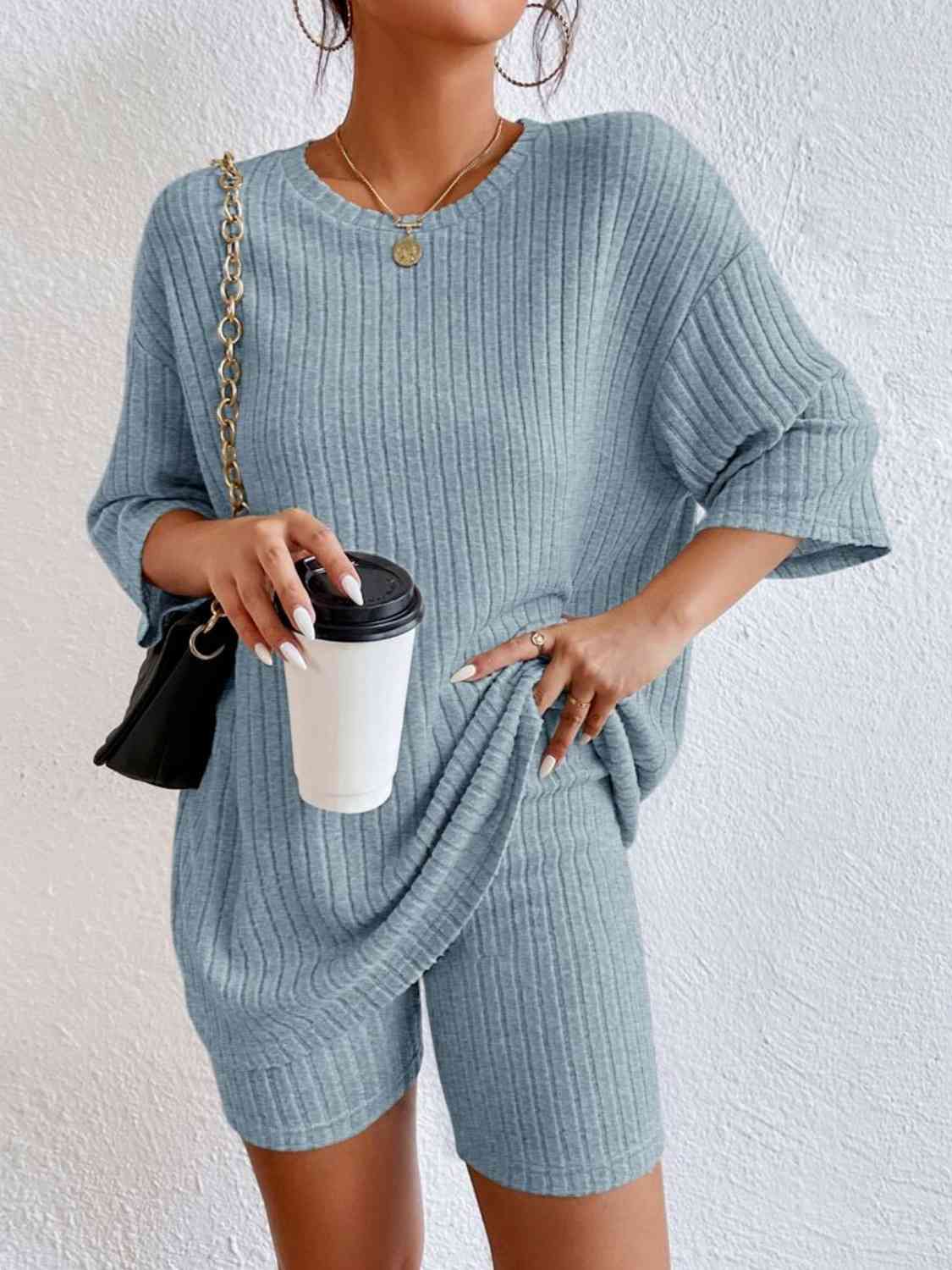 Round Neck Top and Shorts Set