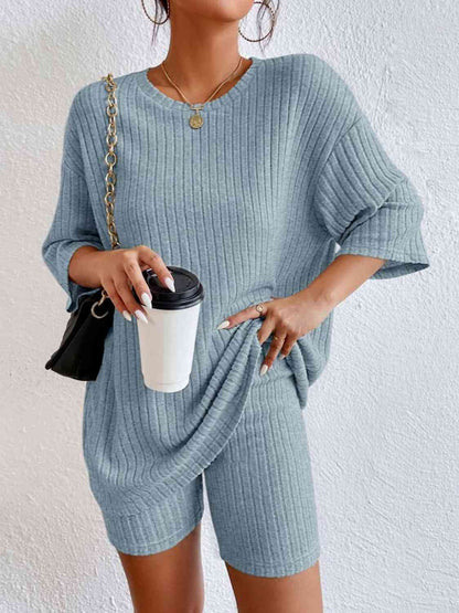Round Neck Top and Shorts Set
