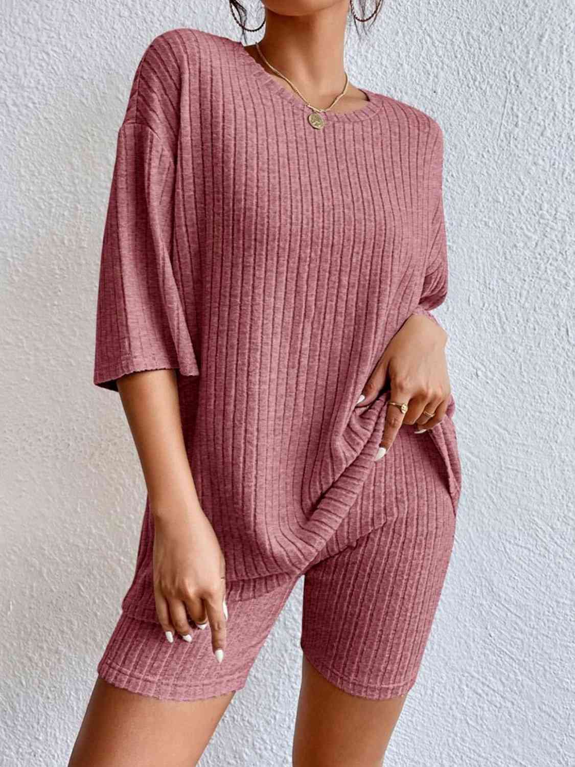 Round Neck Top and Shorts Set