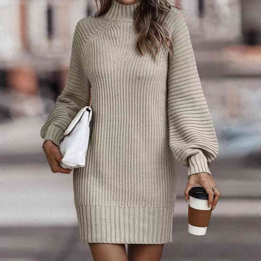 Lantern Sleeve Sweater Dress