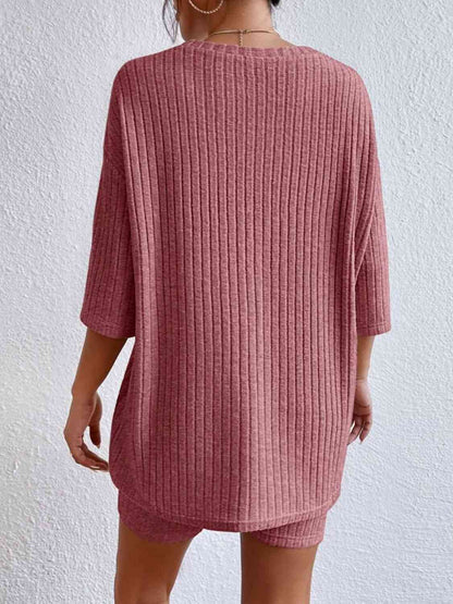 Round Neck Top and Shorts Set