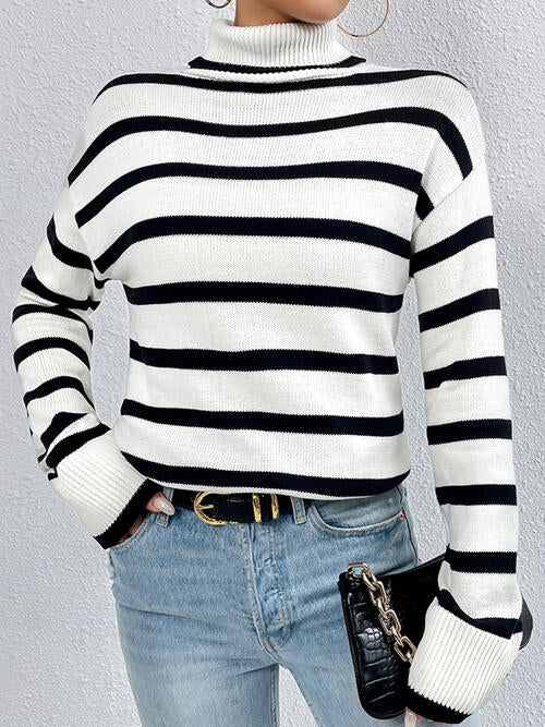 Striped Turtleneck Sweater