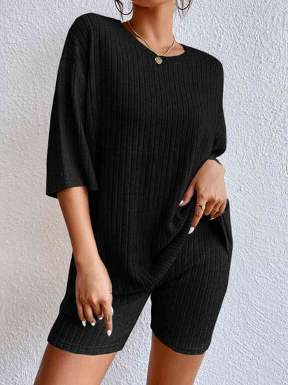 Round Neck Top and Shorts Set